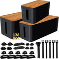 Cable Management Box 3 Pack with 125PCS Kit - Tidy Power Strip Storage