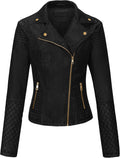 Bellivera Women's Faux Leather Casual Motorcycle Jacket - Lightweight