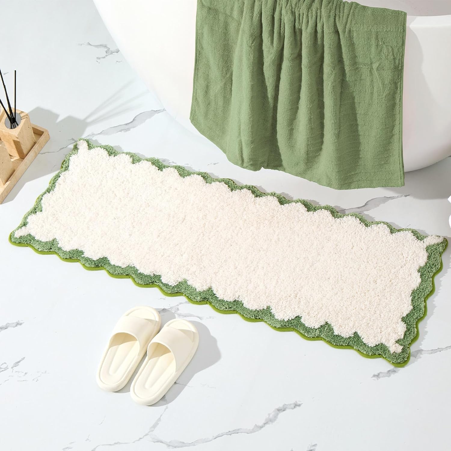 Cute Scalloped Bathroom Rug Runner for Stylish Home Decor