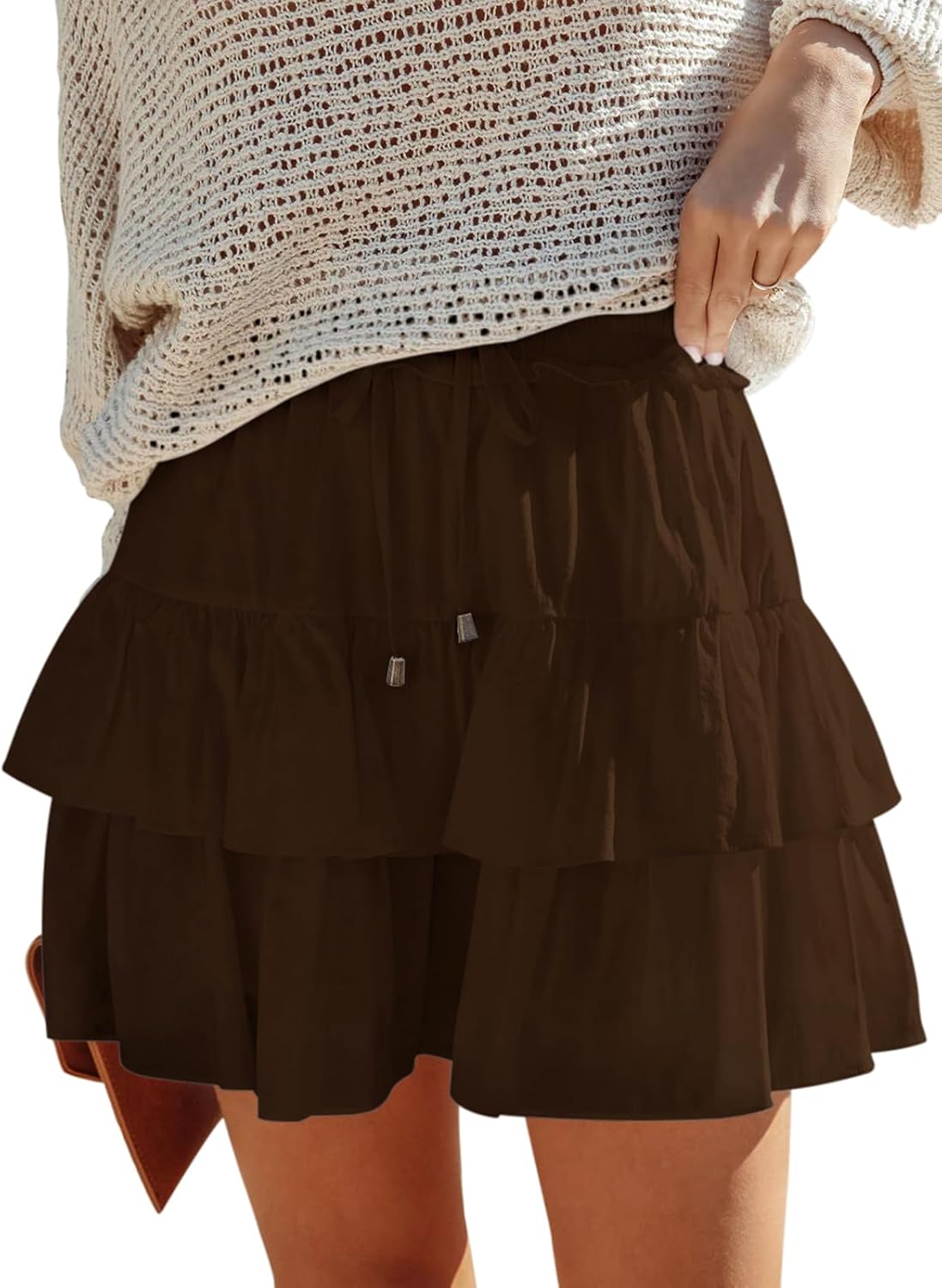 Flowy Shorts for Women Boho Ruffled Tiered Skorts Casual Wear