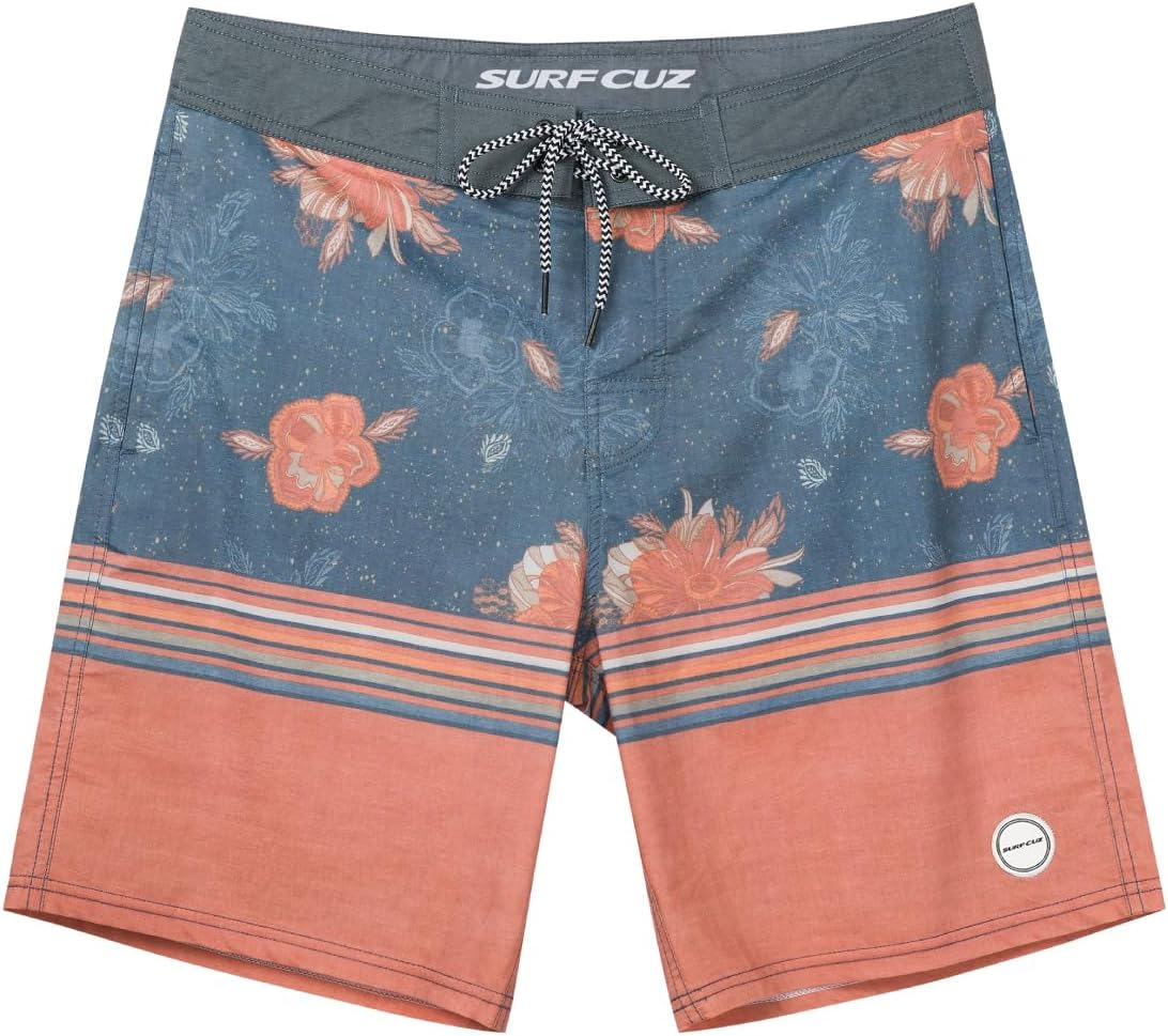 SURF CUZ Men's Vintage Cruzer Stretch Boardshorts for Summer Fun