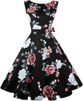 Women Boatneck Sleeveless 1950s Swing Cocktail Dress - Vintage Fit