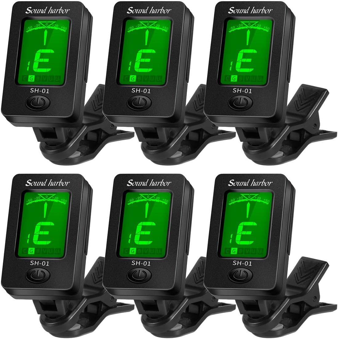 Sound harbor Clip-On Tuner 6 Pack - Tune Any Instrument Quickly