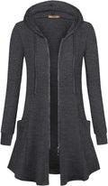 Women's Long Zip Hoodie Tunic Cardigan - Lightweight Layering