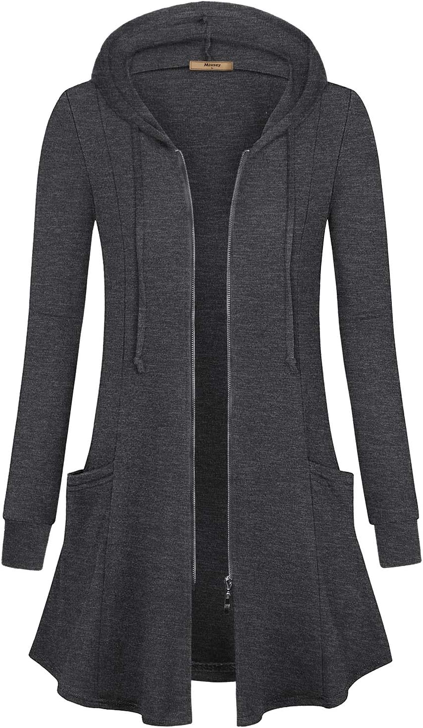 Miusey Womens Zip Up Long Hoodie Jacket for Stylish Comfort