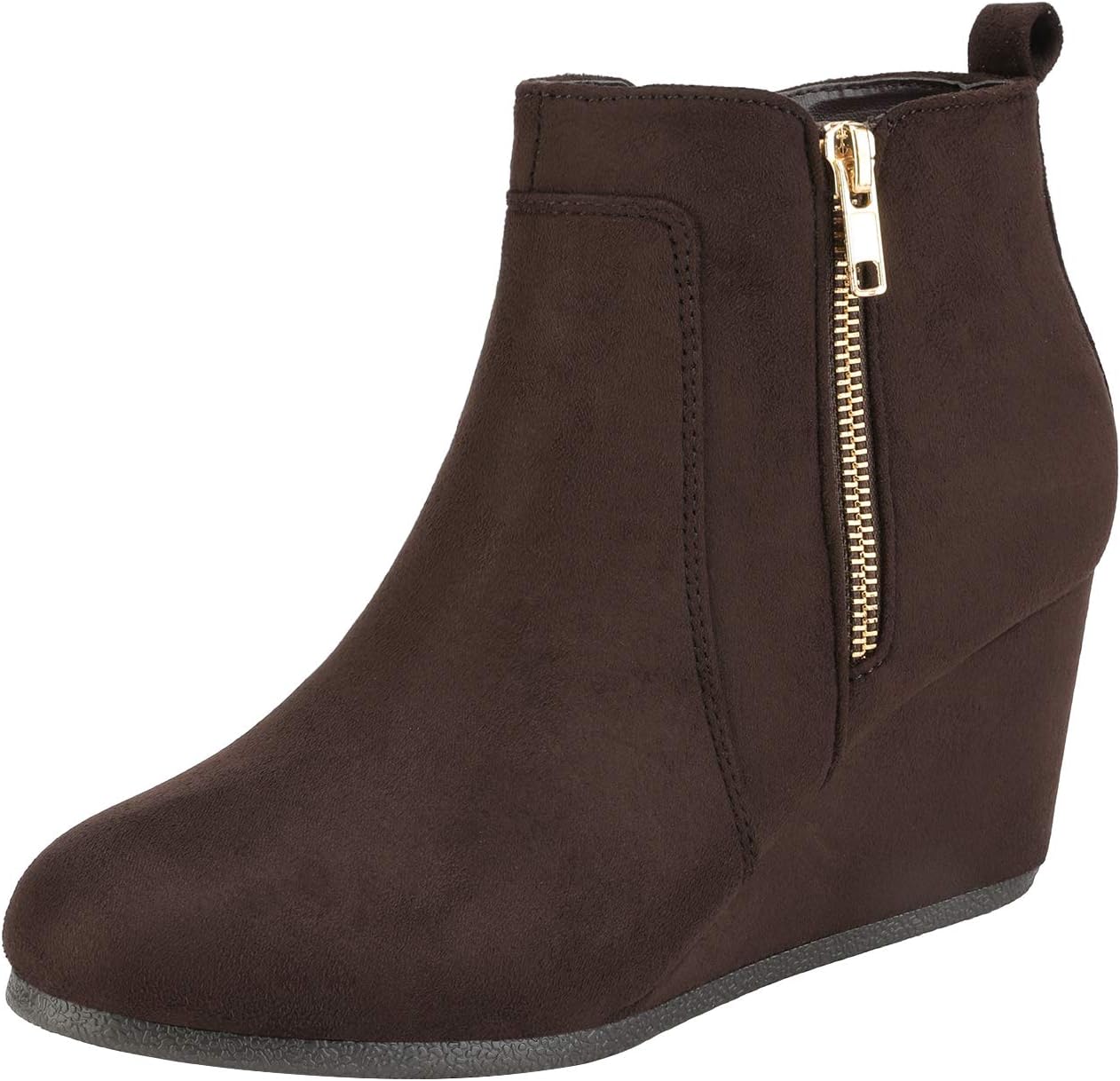DREAM PAIRS Women's Suede Low Wedges Ankle Boots for Comfort
