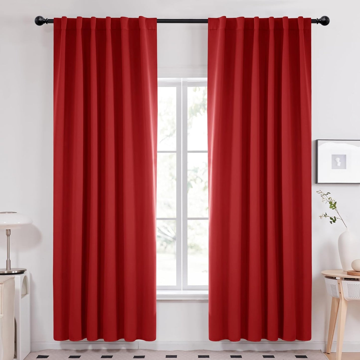 Deconovo Red Blackout Curtains for Christmas - Thermal Insulated