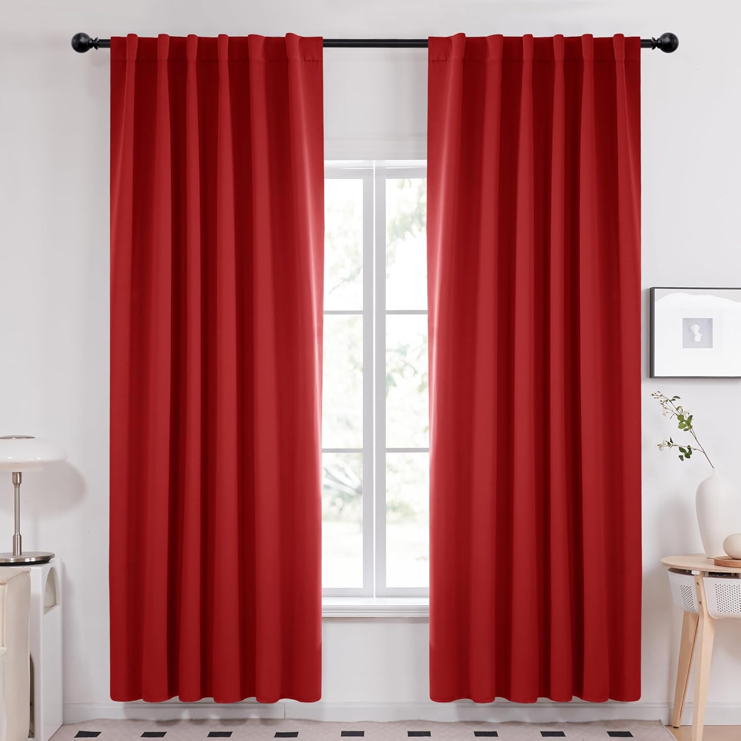 Deconovo Red Blackout Curtains for Christmas - Thermal Insulated