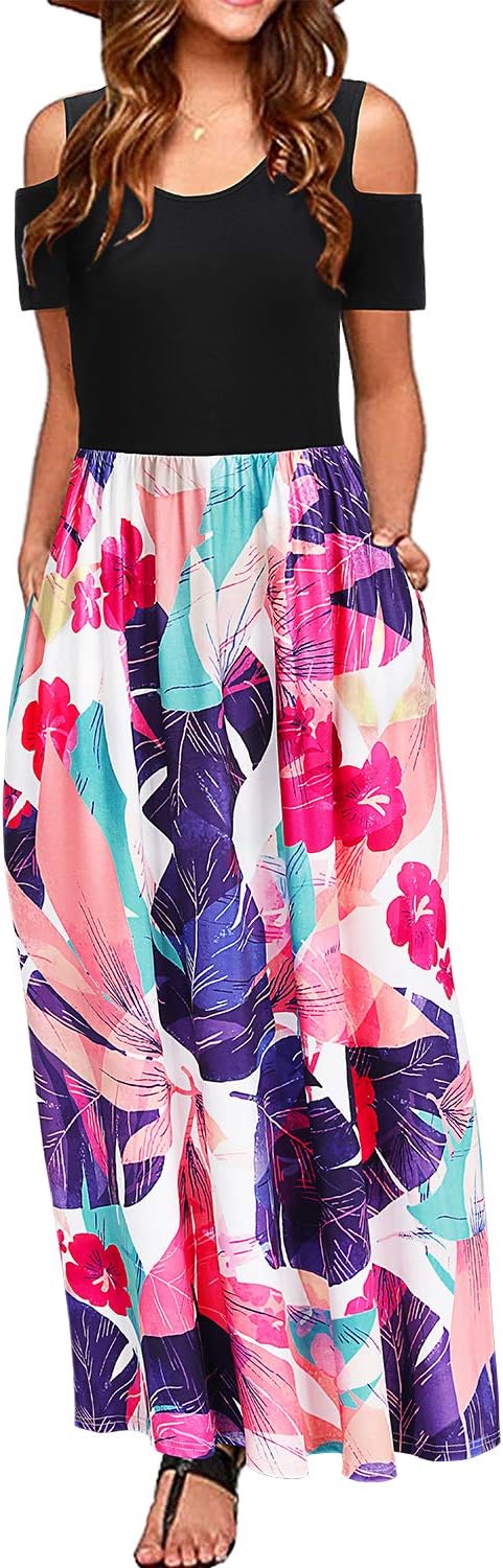 STYLEWORD Women's 2025 Summer Maxi Long Dress with Pockets