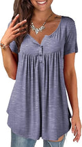 Womens Summer Plus Size Tunic Tops Short Sleeve Blouses - Flowy Fit