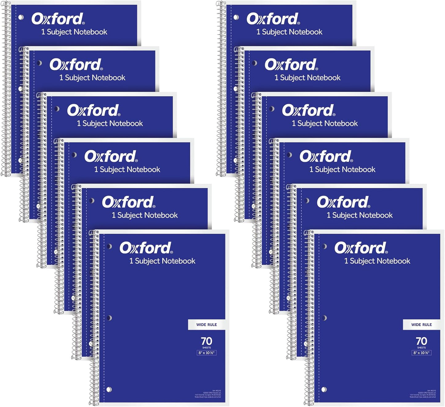 12-Pack Oxford Spiral Notebooks - Wide Ruled, 1 Subject Journal - Perfect for School