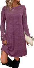 Long Sleeve Tunic Dress with Pockets - Casual Fall/Winter Staple
