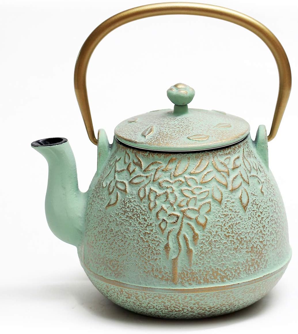 TOPTIER Japanese Cast Iron Teapot - Elegant 40 oz Tea Kettle