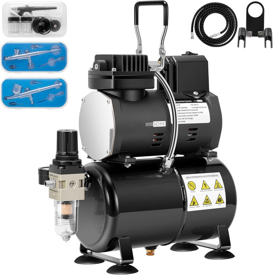 Quiet Airbrush Kit with 3 Dual Guns