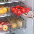 Stackable Refrigerator Organizer Bins with Pull-Out Drawer - Clear 2