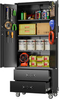 Metal Storage Cabinet with 2 Large Drawers and Wheels - Lockable