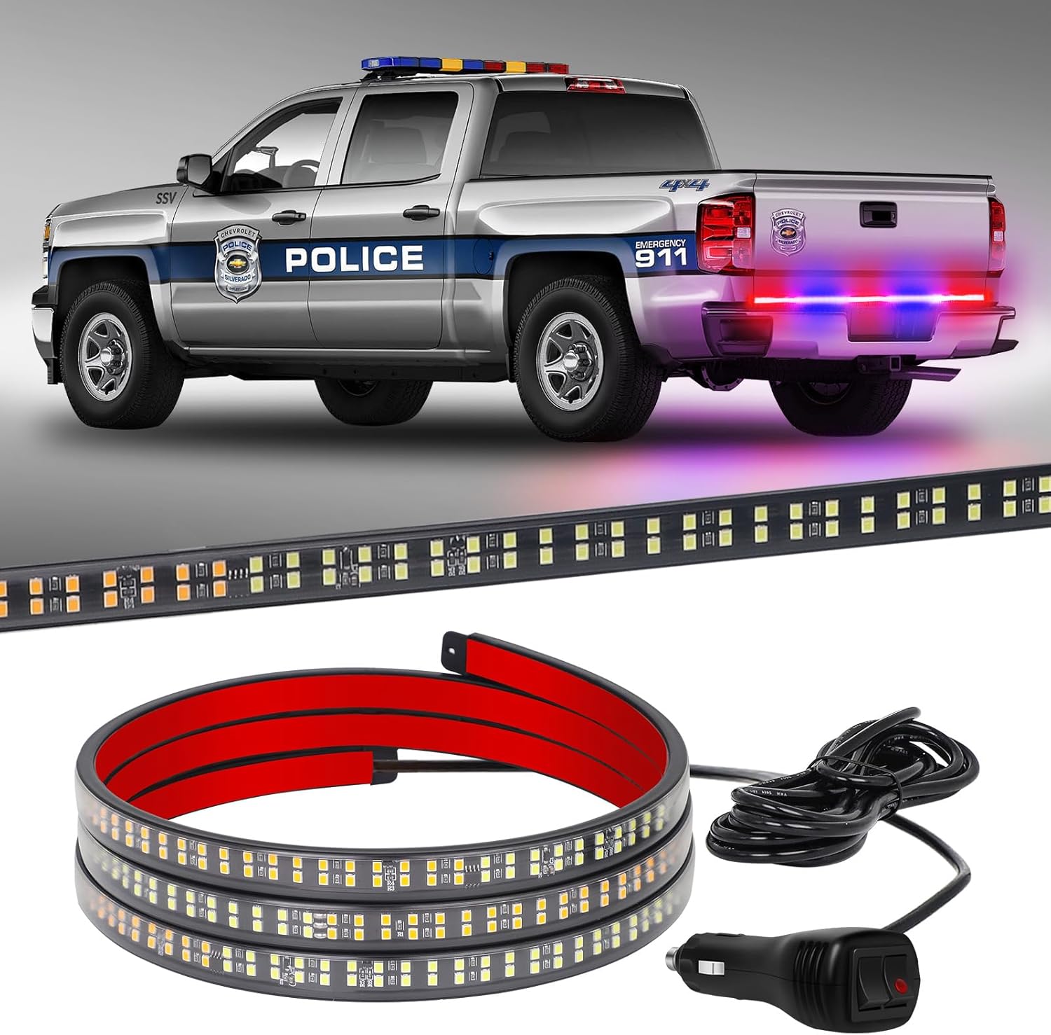 XRIDONSEN 60 inch Truck Tailgate Police Lights Strip for Safety