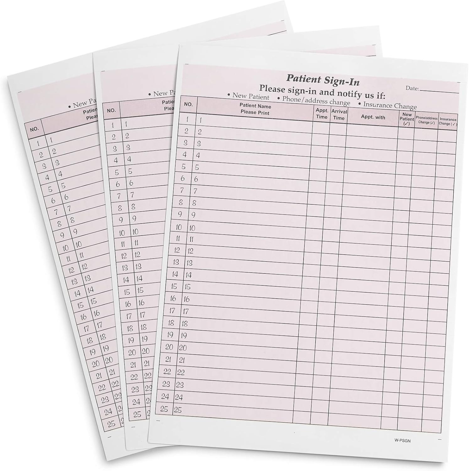 Carbonless 3-Part Patient Sign-In Sheets for Medical Offices
