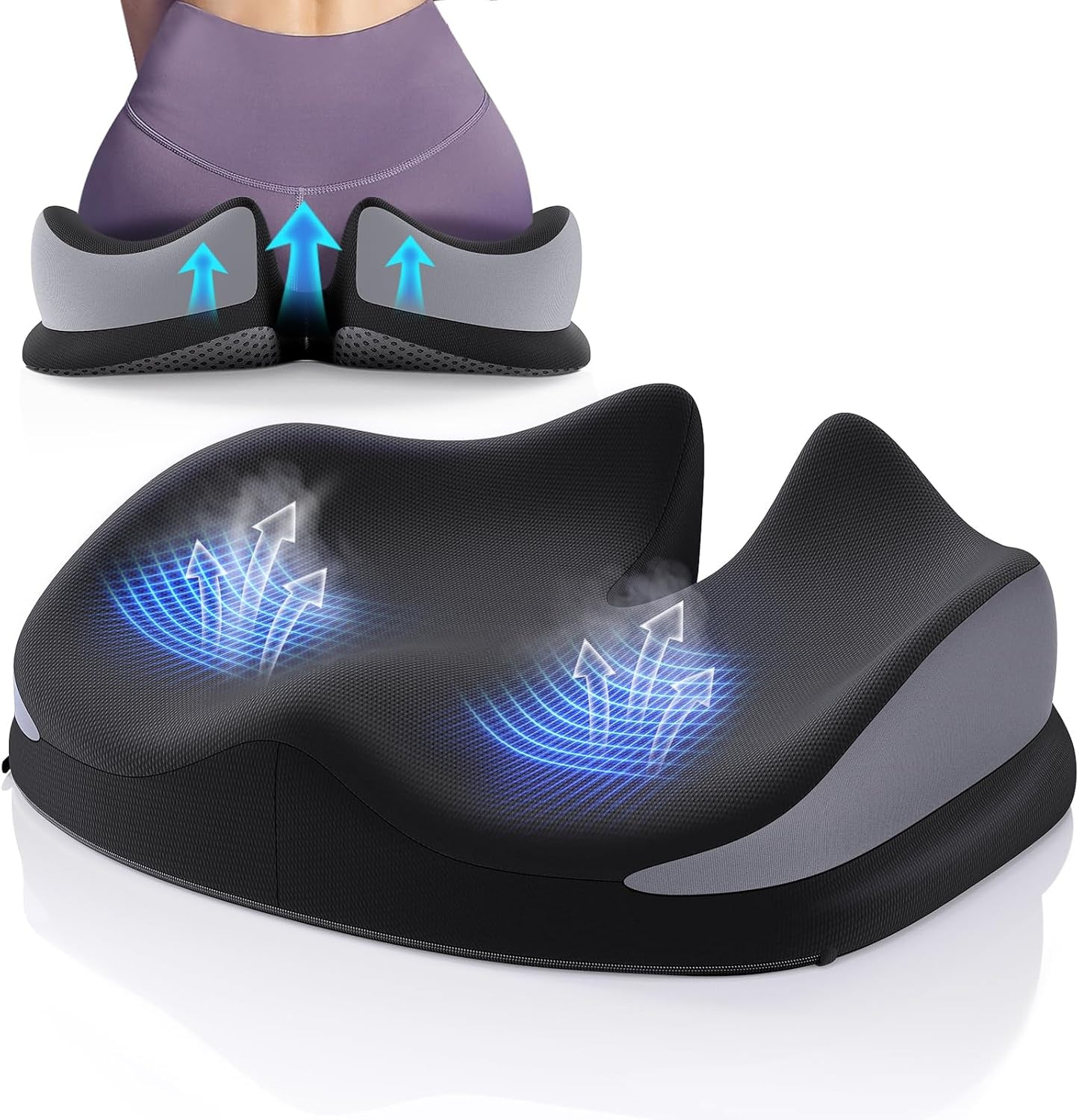 Benazcap Memory Foam Seat Cushion for Sciatica Relief