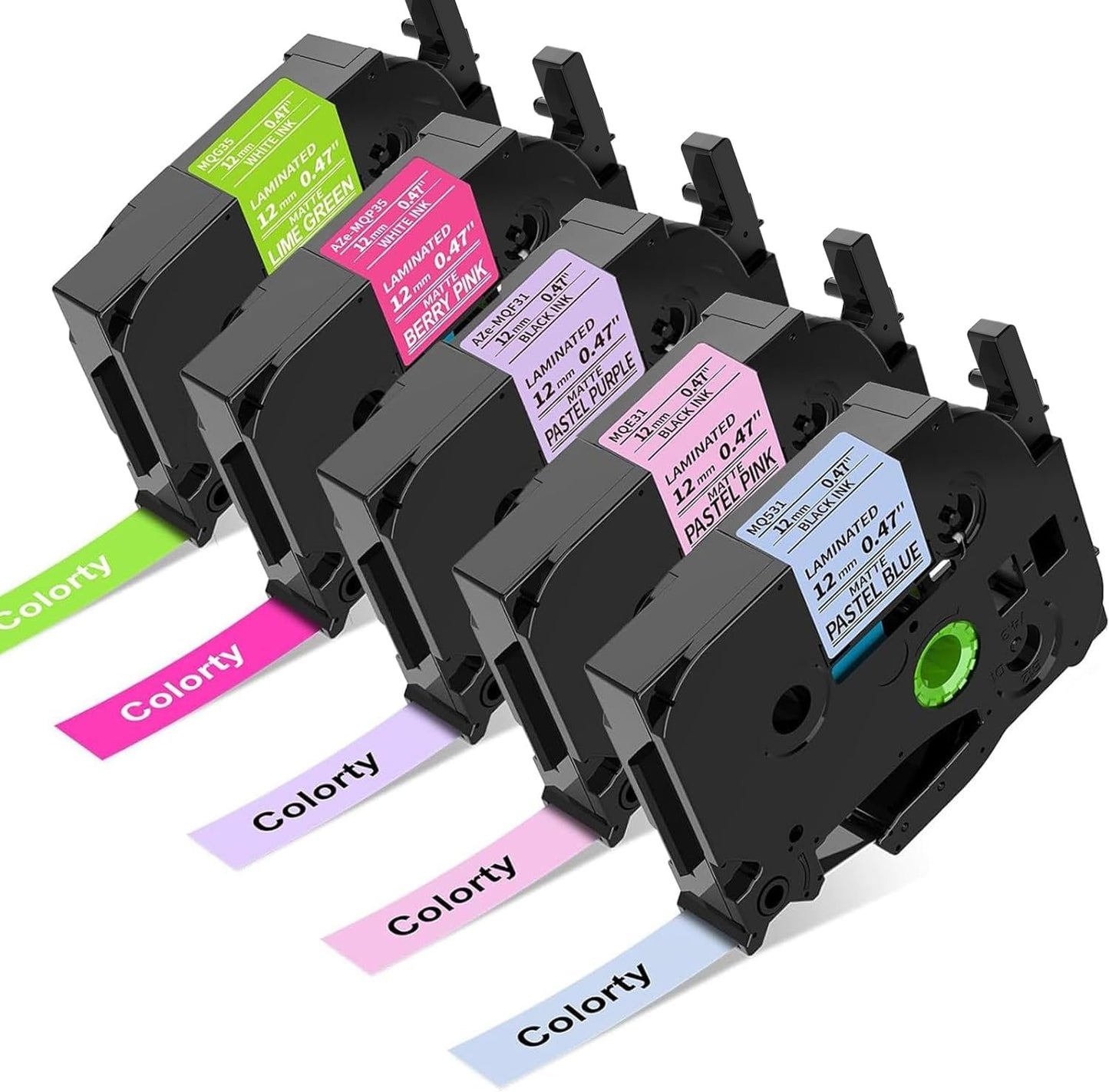 Brighten up Your Labels with COLORTY 12mm Laminated Tape - 5 Pack