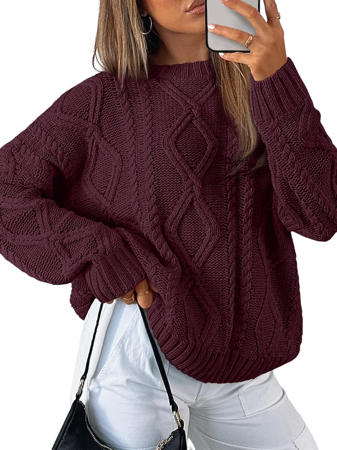 Trendy Queen Women's Oversized Cable Knit Crewneck Sweater Review