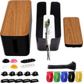 Cable Management Box 2 Pack with 122 Cable Clips Set - Tidy Desk