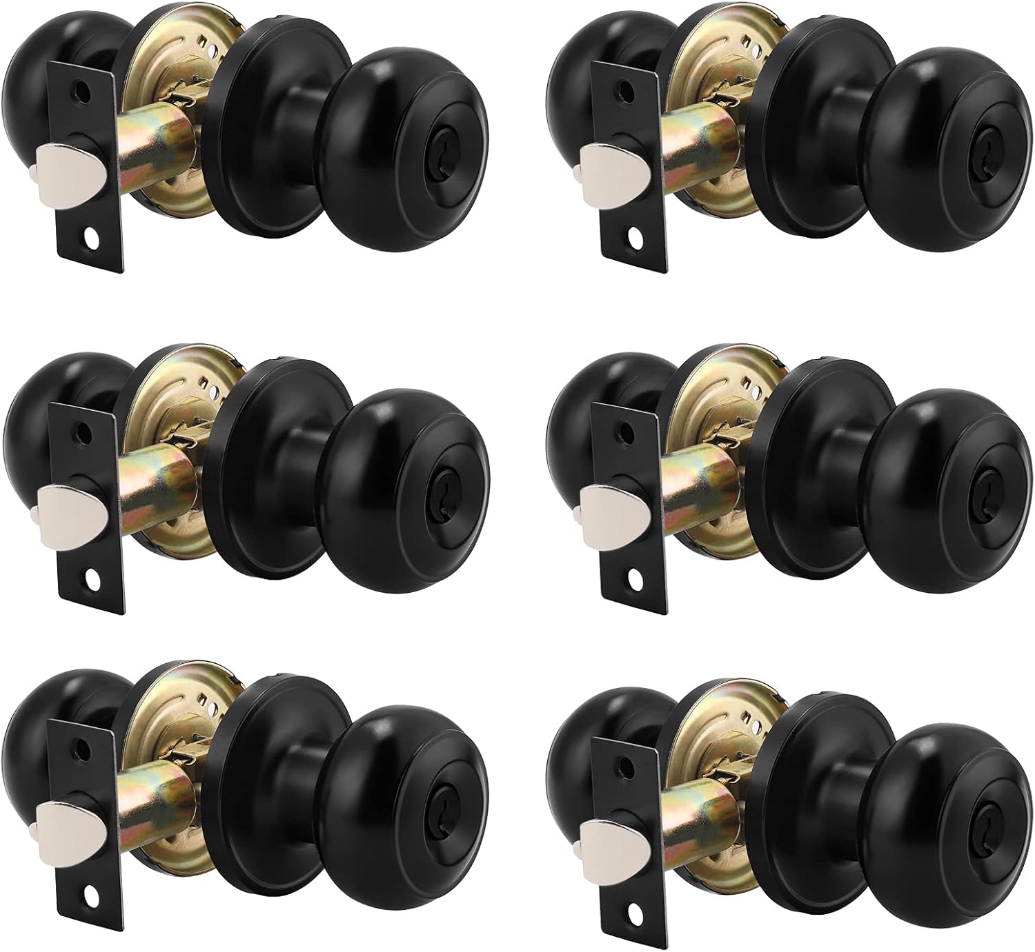 Probrico Black Round Entry Door Knobs for Secure Locking