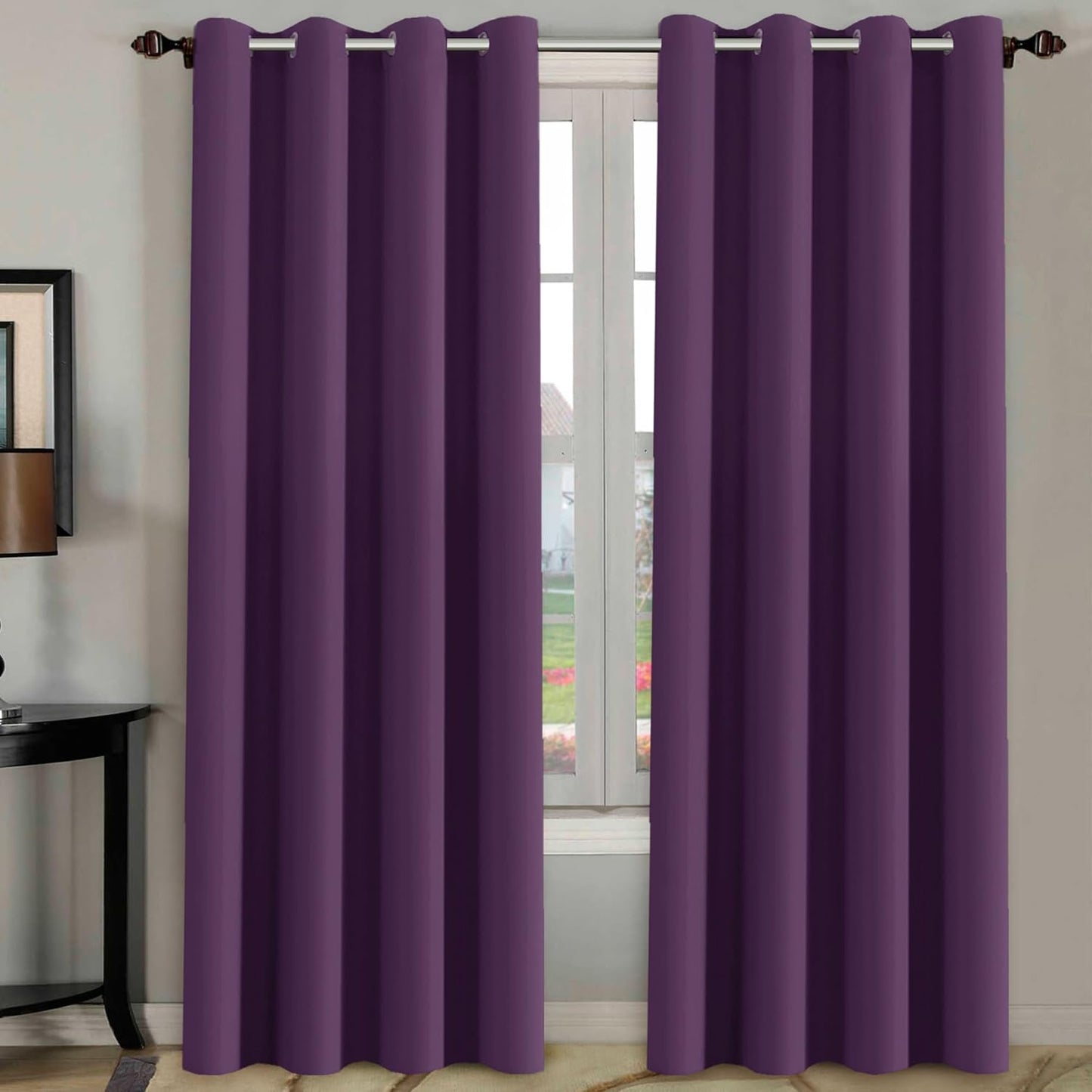 Blackout Curtains for Bedroom 108 Inches Long, Plum Purple