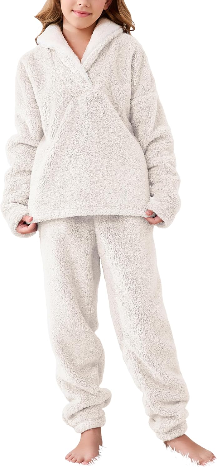 Faleave Girl's Fluffy Pants Sets for Winter Warmth and Comfort