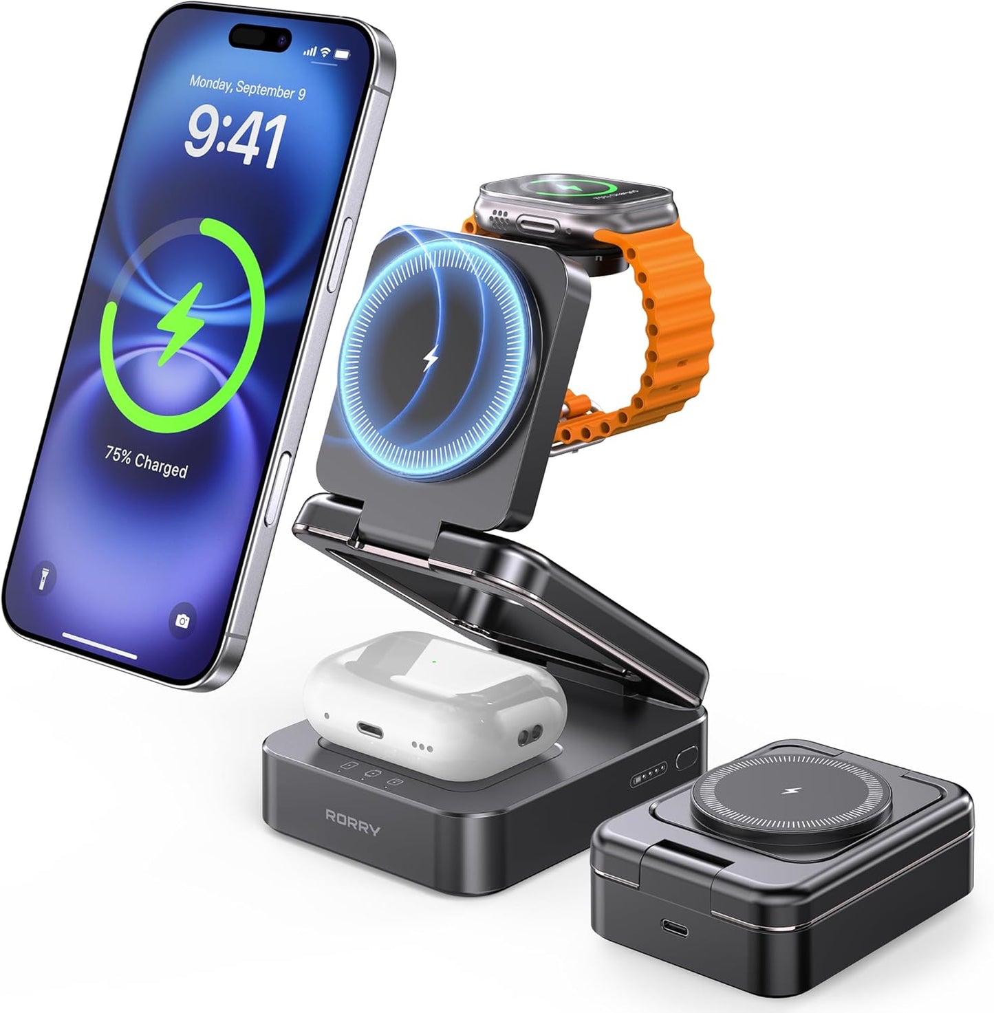 3 in 1 Charging Station for Apple Devices with 10000mAh Power Bank
