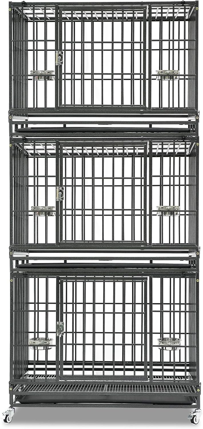 Homey Pet Three Levels 37 Inch Dog Crate for Medium Dogs