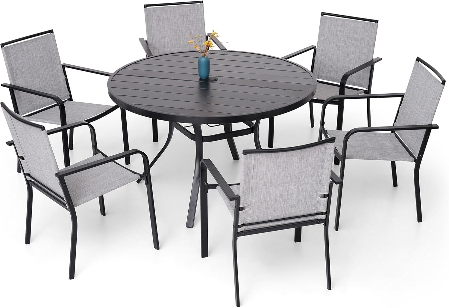 7-Piece Outdoor Patio Dining Set with Stackable Chairs and Table