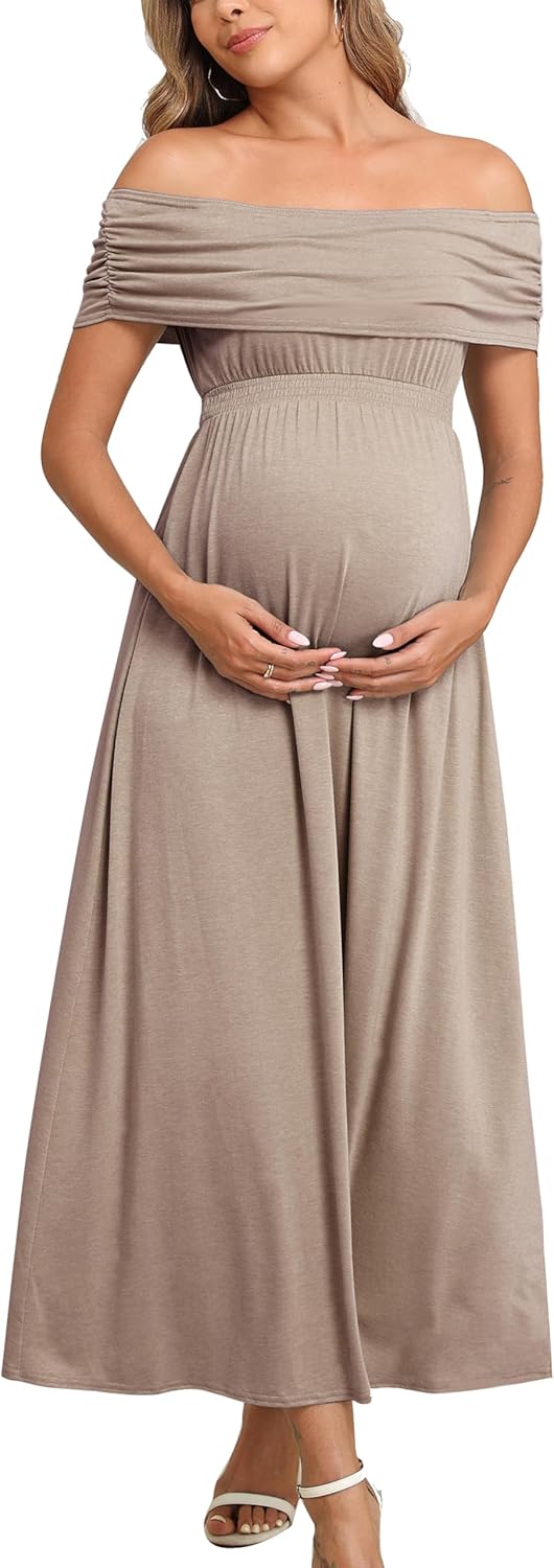 Off The Shoulder Maxi Maternity Dress for Photoshoot Events