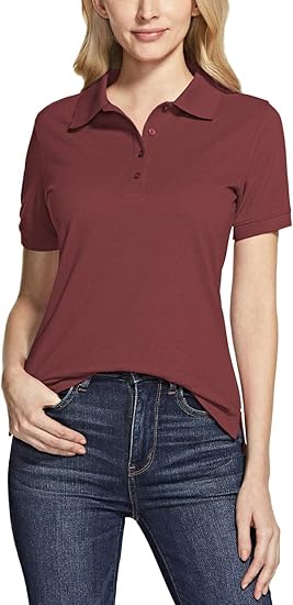 TSLA Women's Short Sleeve Classic Polo Shirt for Summer Style