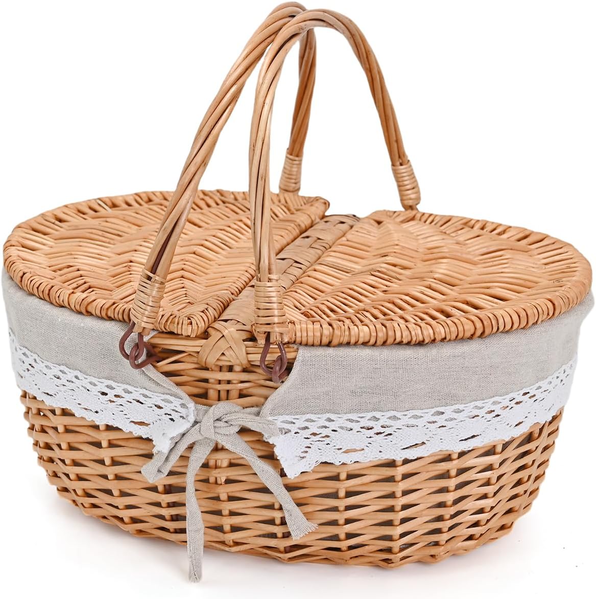 Wicker Picnic Basket with Removable Liner for Outdoor Fun