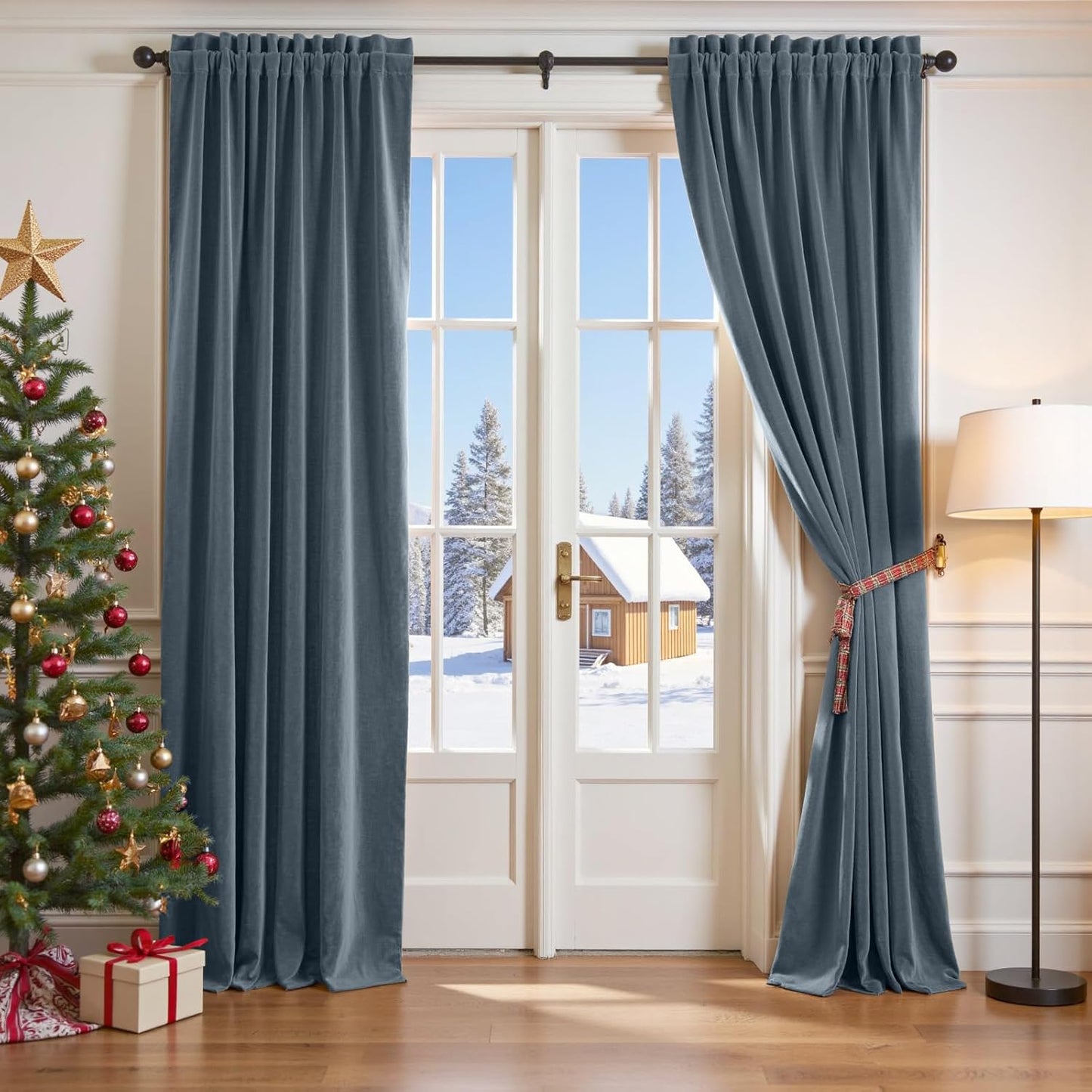 Lazzzy Velvet Blackout Curtains for Luxury Living Room Decor