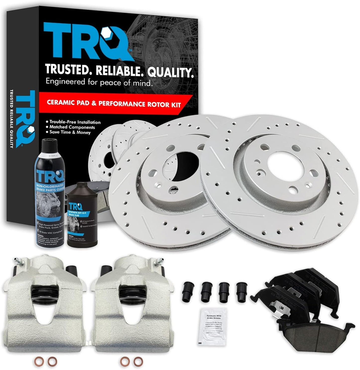 TRQ Performance Brake Pad & Rotor Kit for Volkswagen Vehicles
