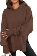 Oversized Hooded Sweatshirt with Side Slit - Cozy Fall Pullover