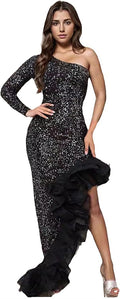 One Shoulder Sequin Party Dress - Head-Turning Club & Holiday Look