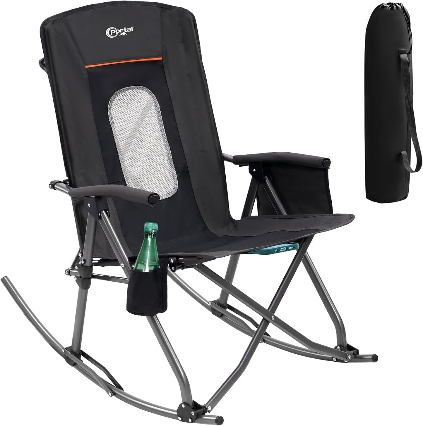 Oversized Folding Rocking Camping Chair with High Back Support