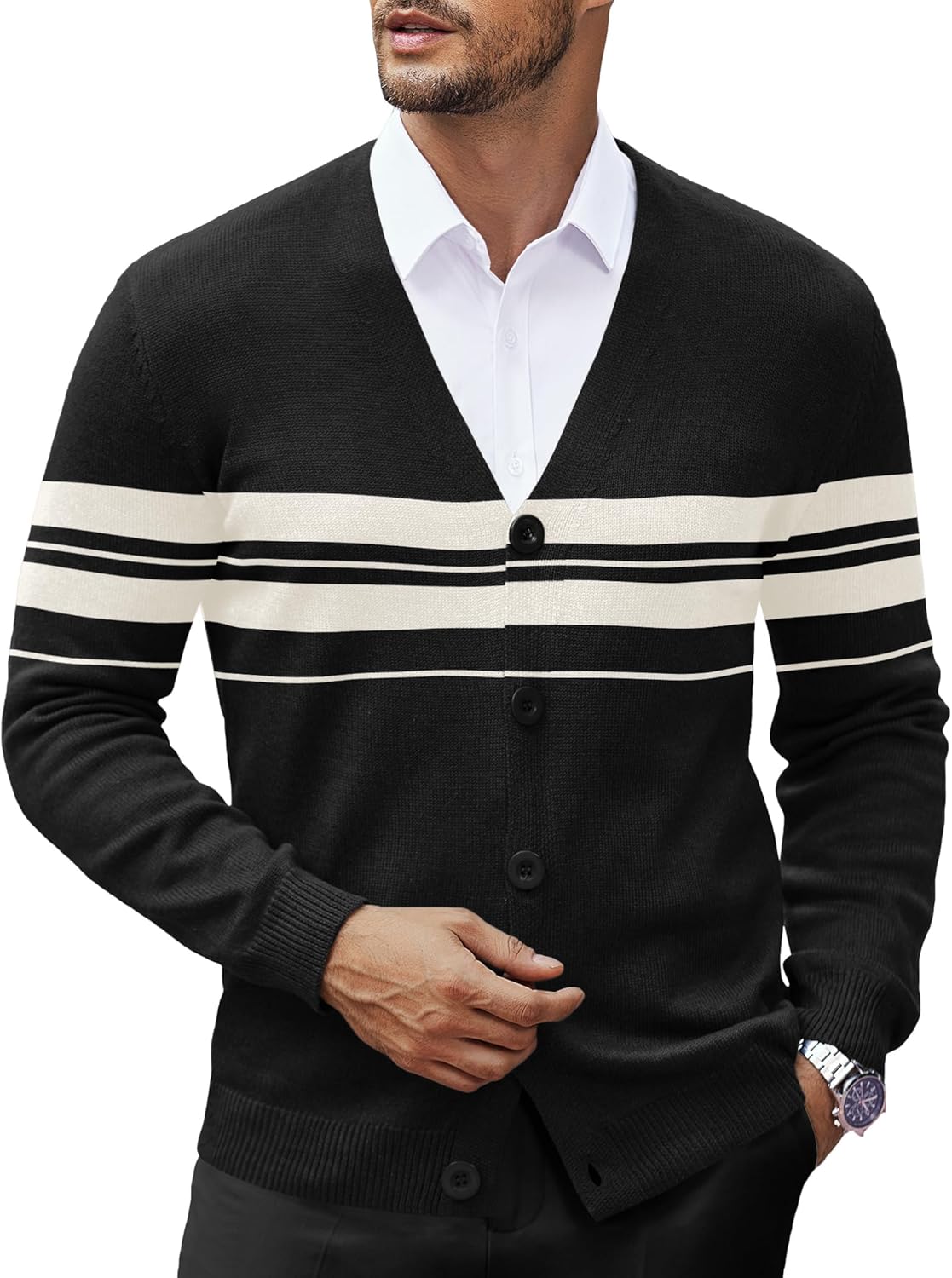 COOFANDY Men's V Neck Cardigan Sweater for Casual Style