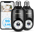 2K Light Bulb Security Cameras Outdoor 2pcs - 5G/2.4G Dual Band 360