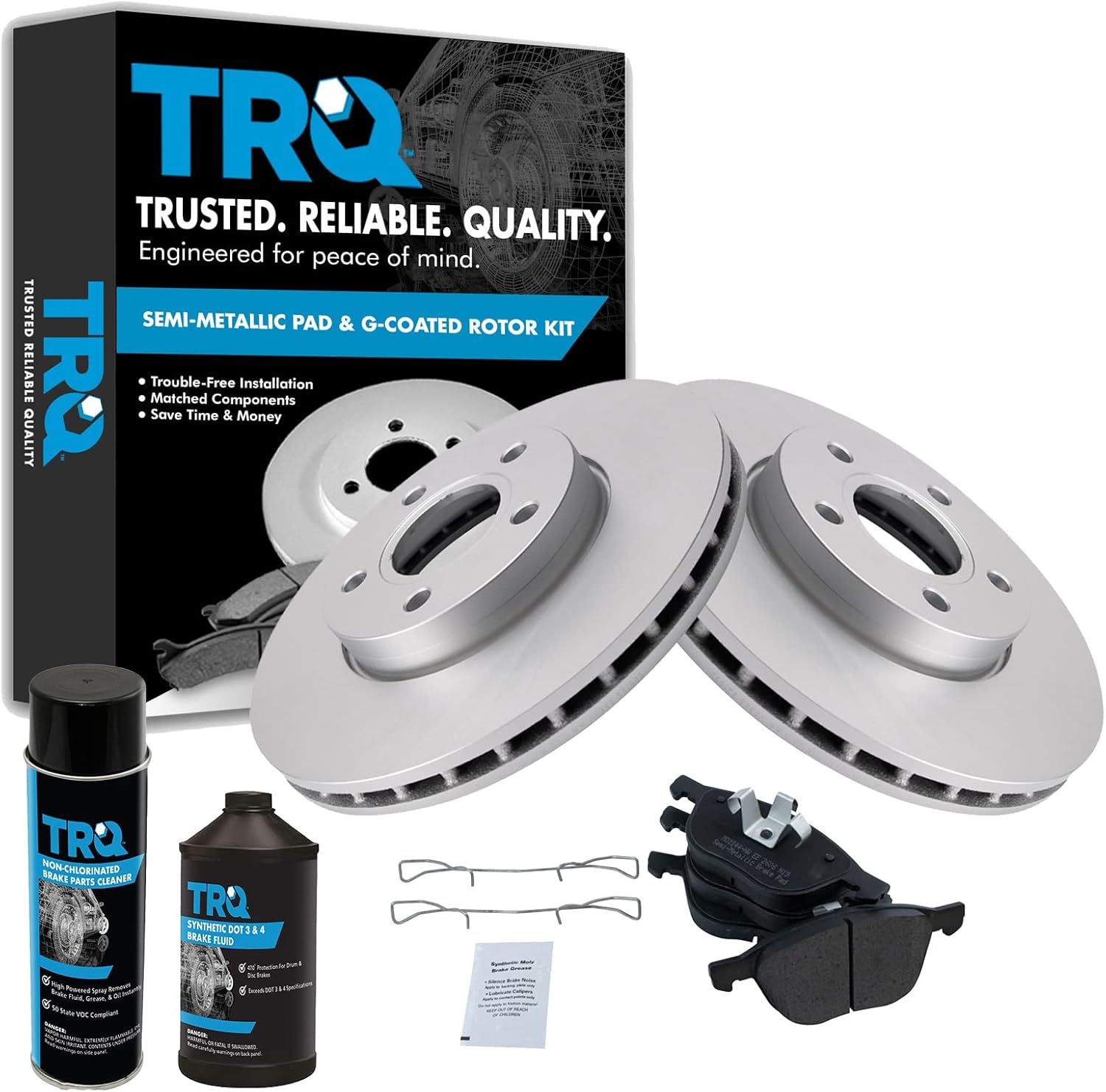 TRQ Front Brake Pad & Rotor Kit for 2013-2018 Ford C-Max