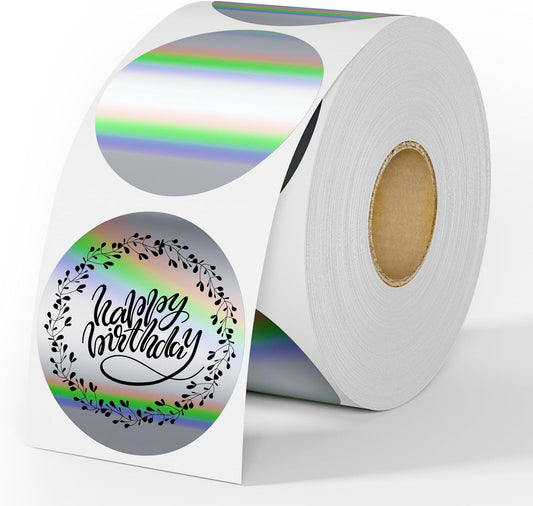 400 Silver Holographic Thermal Stickers - Waterproof & Self-Adhesive for Logo Design & Gift Wrapping