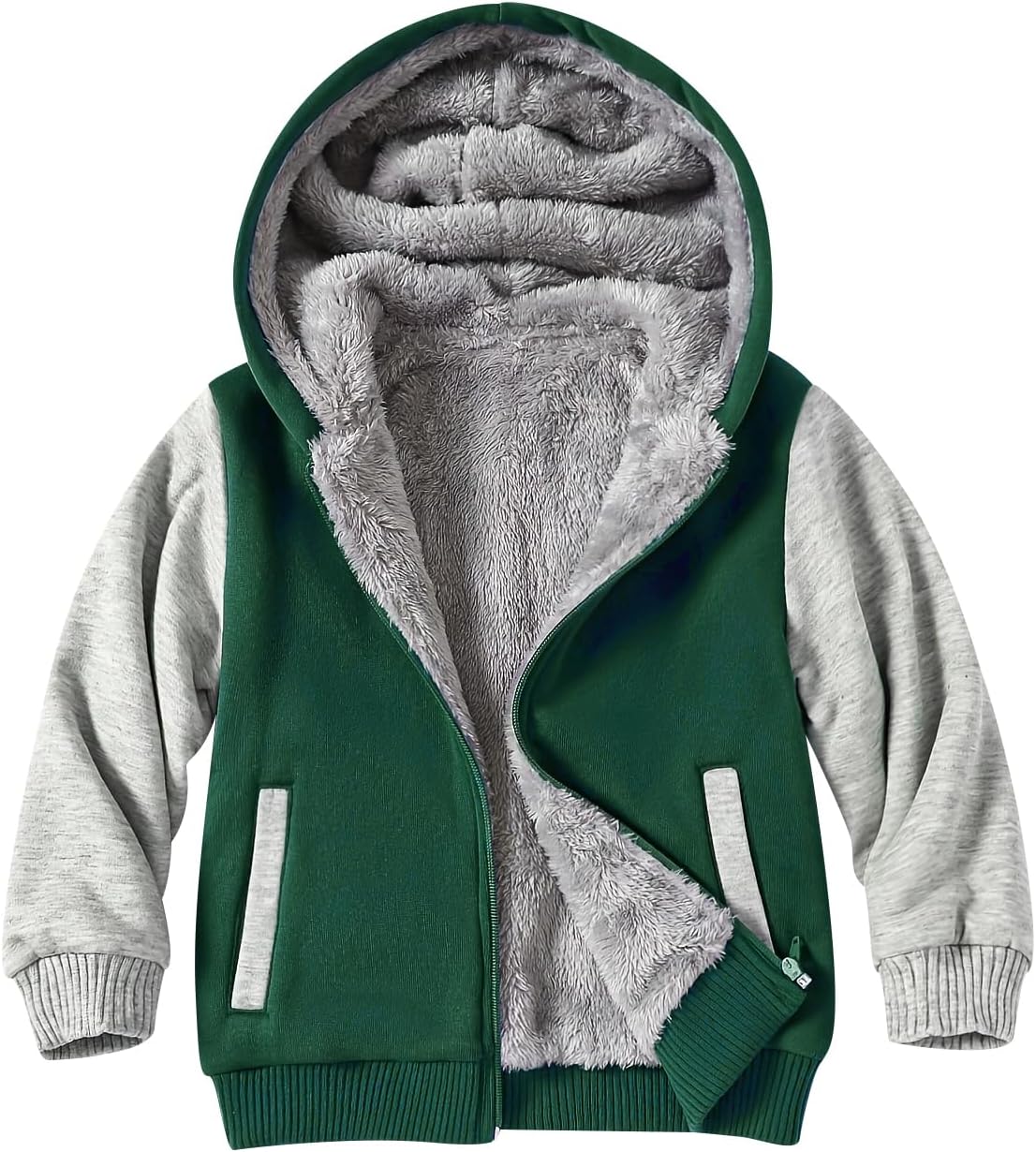Kids Zip-Up Hooded Sherpa Lined Jacket for Winter Fun