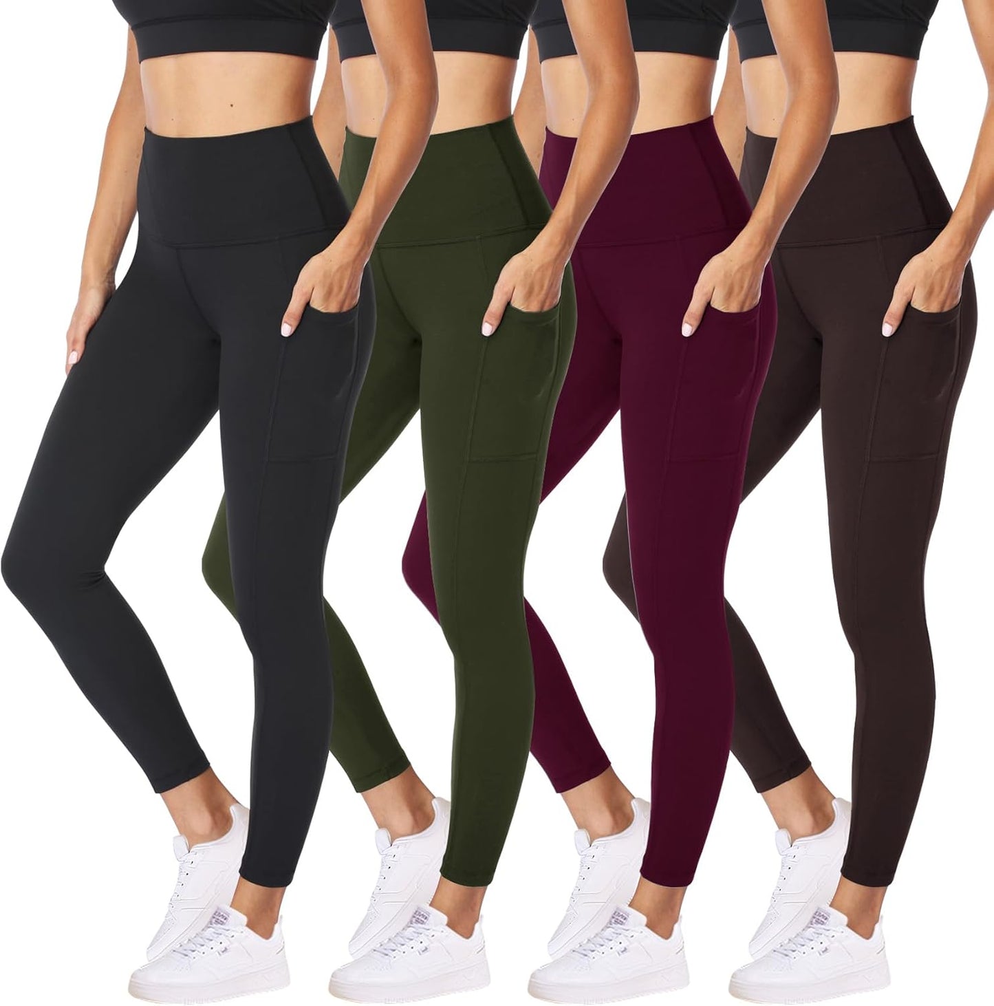NexiEpoch 4 Pack Leggings for Women - High Waisted Tummy Control