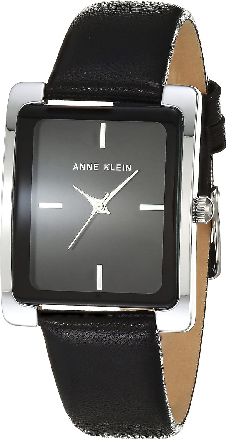 Anne Klein Women's Leather Strap Watch with Black Dial Design