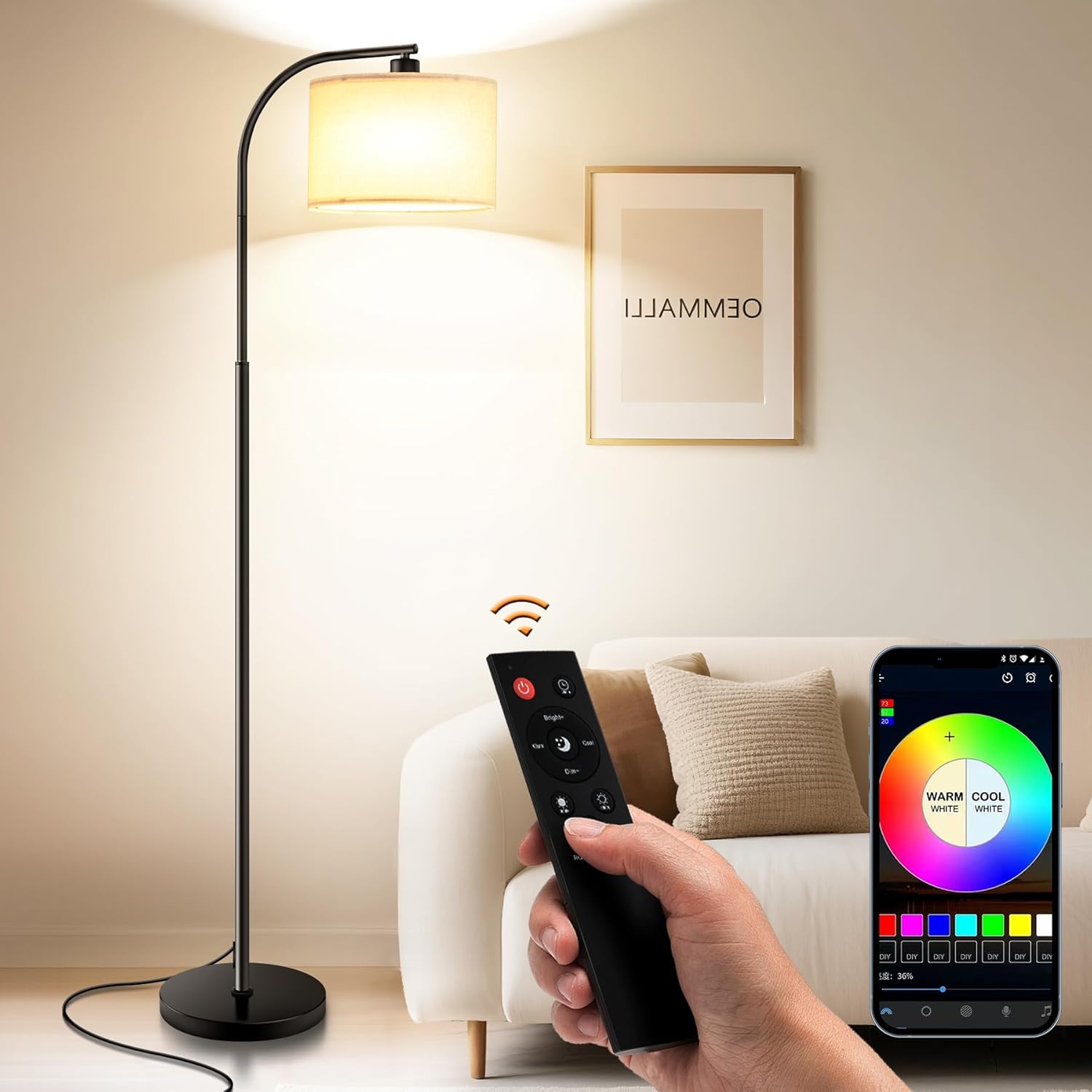 Modern Floor Lamp with Remote Control for Living Room Lighting