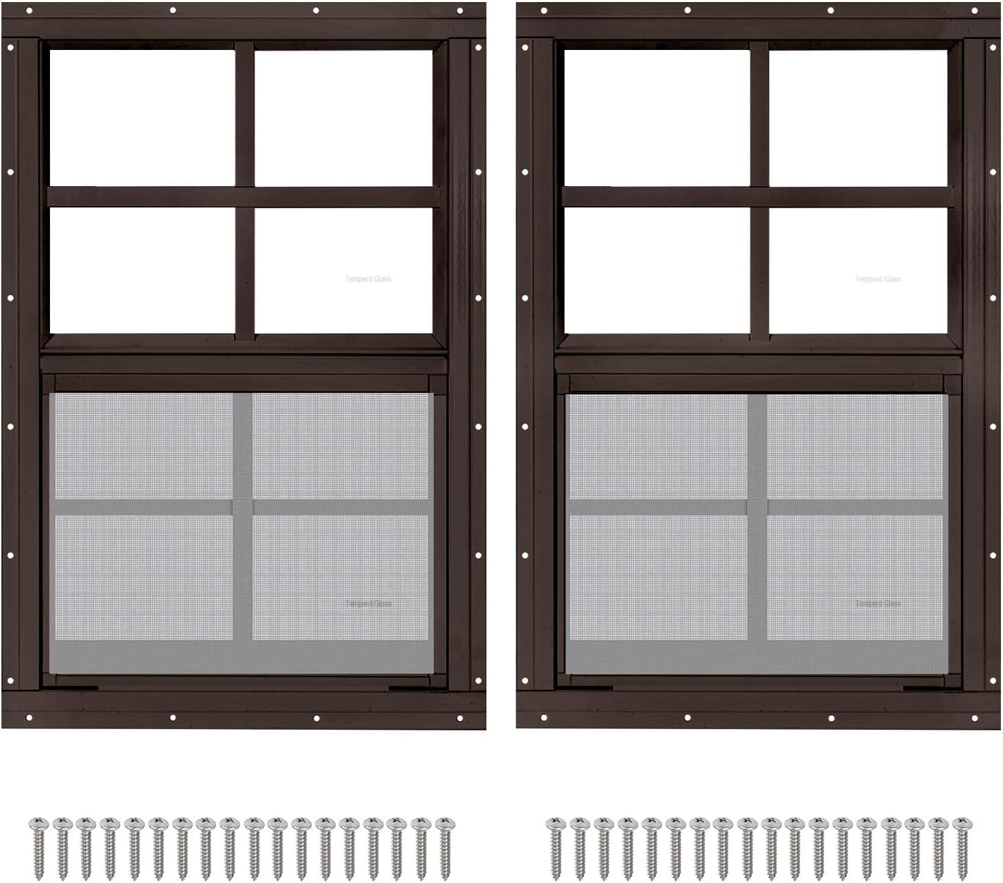 14 x 21 Brown Shed Windows with Tempered Glass for Sheds