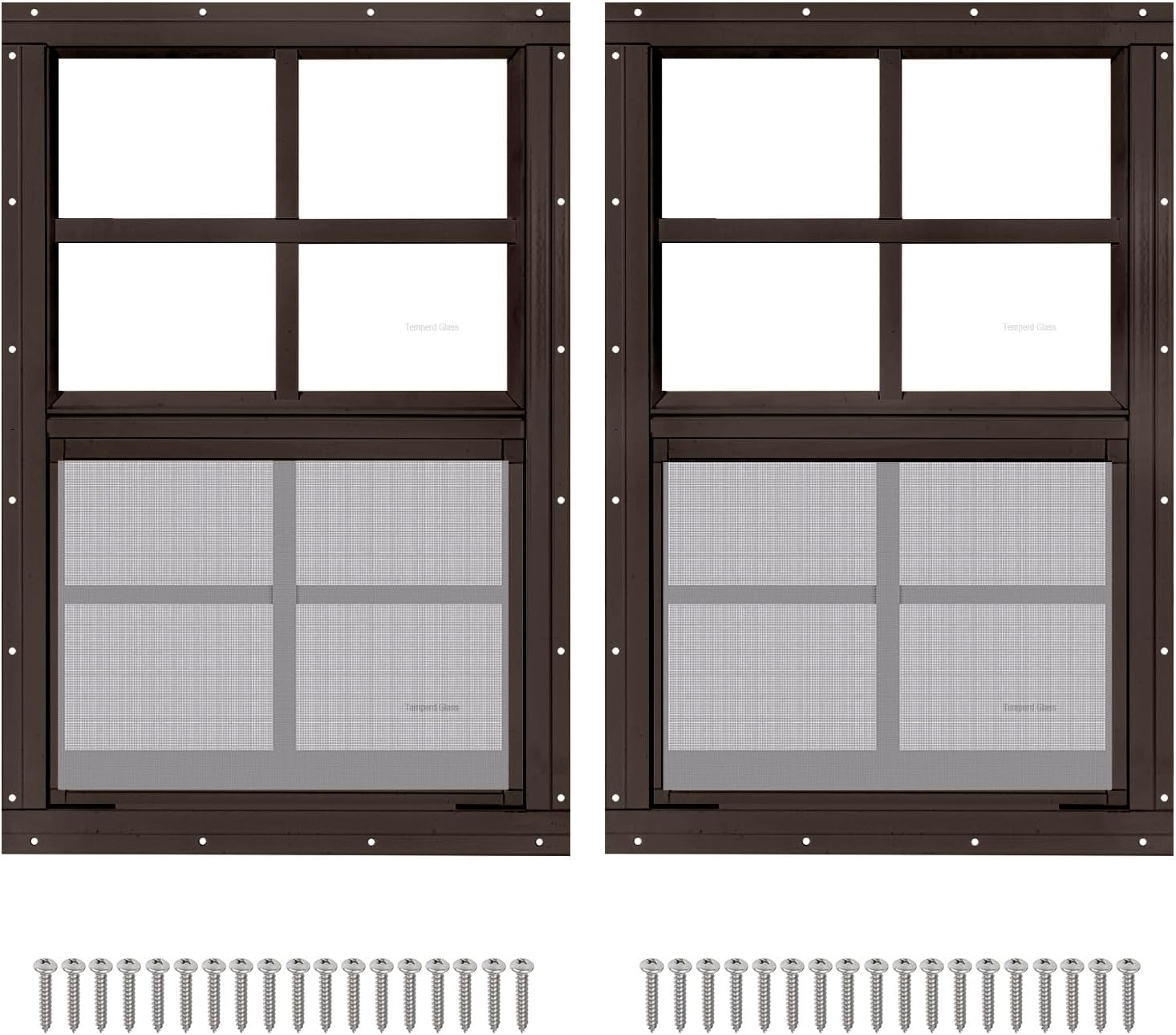 14 x 21 Brown Shed Windows with Tempered Glass for Sheds